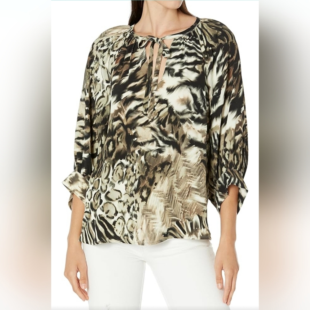 ⭐️Karen Kane Black and Cream Animal Print Blouse
